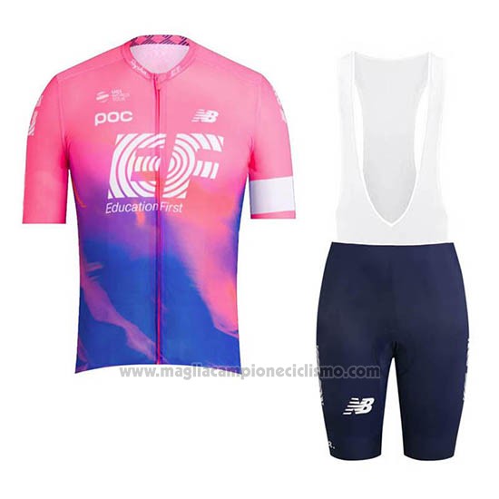 2019 Abbigliamento Ciclismo EF Education First Rosa Manica Corta e Salopette